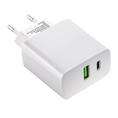 USB-C and USB wallcharger - White